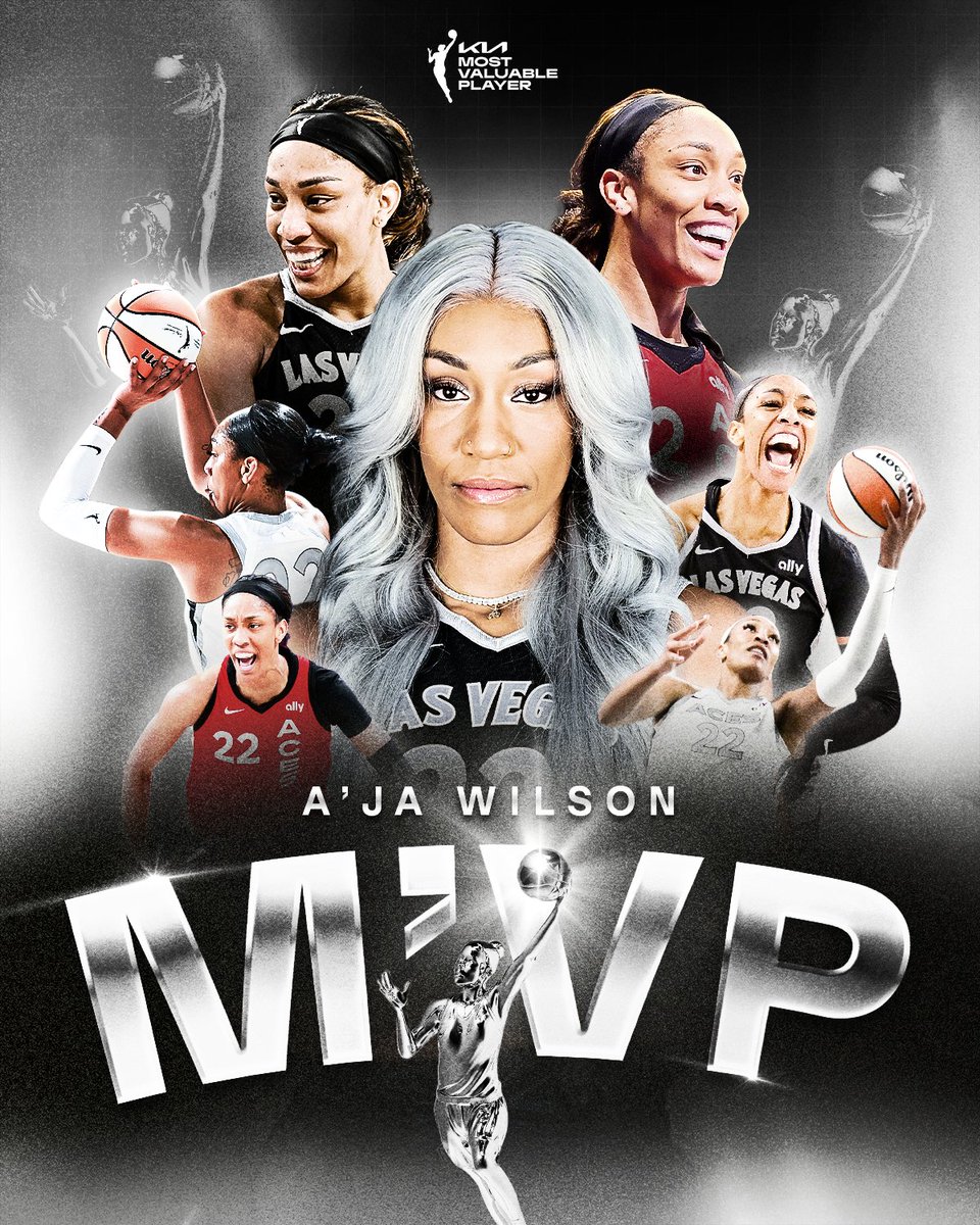 WNBA (@wnba) on Twitter photo A'ja + M'VP 🏆
It just goes together. Redefining the game, one play at a time. Congrats, A'ja Wilson!
26.9 PPG | 11.9 RPG | 2.3 APG | 1.8 SPG | 2.6 BPG
2024 <a href="/Kia/">Kia America</a> WNBA MVP #KiaMVP A'ja + M'VP 🏆
It just goes together. Redefining the game, one play at a time. Congrats, A'ja Wilson!
26.9 PPG | 11.9 RPG | 2.3 APG | 1.8 SPG | 2.6 BPG
2024 <a href="/Kia/">Kia America</a> WNBA MVP #KiaMVP