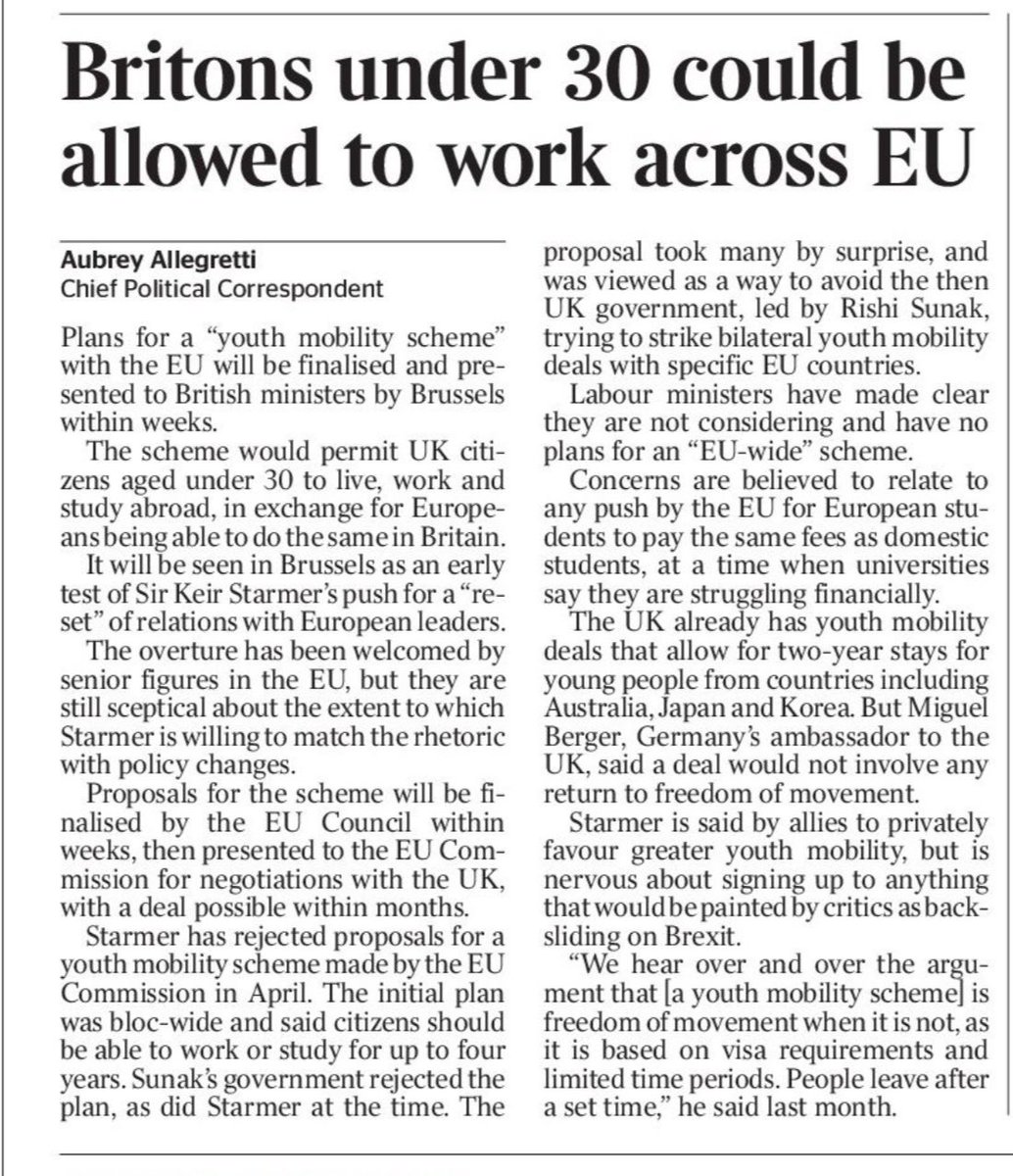 Good news that some of the Brexit wall is beginning to crumble, so our young will be able to escape Ol Blighty soon.

But Britain needs to ditch Brexit chains on all our wings.

Brexit is a disaster.