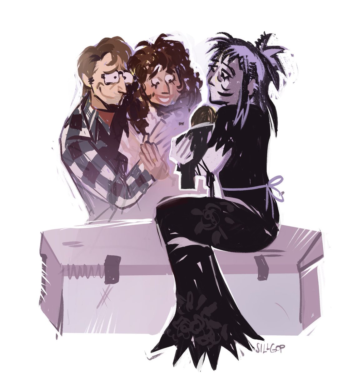 sillgop's tweet photo. fun fact beetlejuice is one of my fav movies and when i found out the maitlands werent in the sequel i dropped to my knees. so here they are meeting astrid https://t.co/EiTNfkzCX1