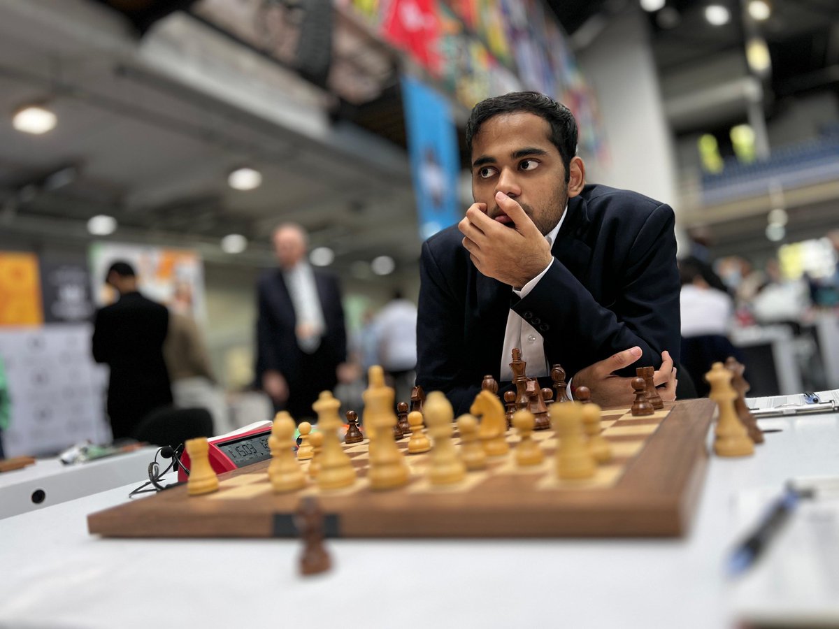 ChessbaseIndia's tweet photo. Arjun Erigaisi literally can't stop winning. He takes down GM Jan Subelj with the Black pieces in the final round of the Chess Olympiad! Arjun finishes the event with an extraterrestrial score of 10/11. Arjun is World no.3 right now with a live rating of 2797.2!

Arjun is most definitely winning the Individual Gold medal on board 3. And Team India is all set to win their first ever Team Gold medal in the Chess Olympiad!

Photos: Aditya Sur Roy 
#chess #chessbaseindia #ChessOlympiad2024