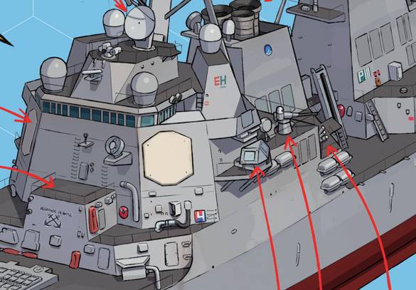 「MC☆あくしず74号が発売中です!ミサイル駆逐艦特集では、アメリカ海軍の主力イー」|MC☆あくしず＆ミリクラ編集部のイラスト