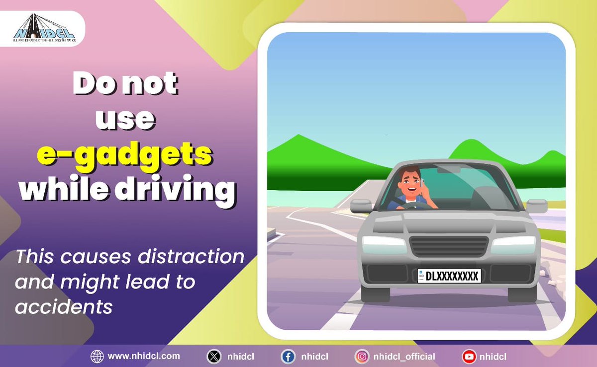 Keep your phone out of reach while driving to avoid deadly distractions. A split-second glance at a message or scroll through music can be disastrous. Safe driving is everyone's responsibility - Stay alert, Stay safe!

#SadakSurakshaJeevanRaksha #SafeDriveForPreciousLife