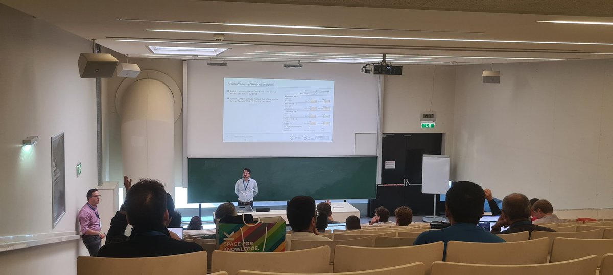 Great discussion after the #MODELSconf24 #MDEIntelligence workshop talk of <a href="/Mr_Netz/">Netz</a>  on his paper "Using Grammar Masking to Ensure Syntactic Validity in LLM-based Modeling Tasks". Co-authors Jan Reimar and <a href="/bernhard_rumpe/">Bernhard Rumpe</a> .