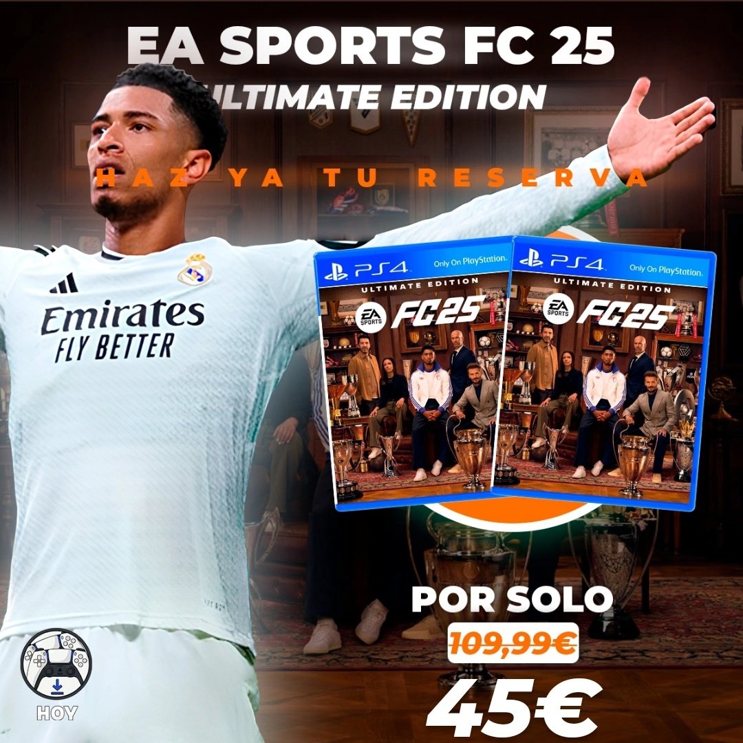 LotienesHOY's tweet photo. VOLVEMOS A TENER EAFC25 PARA PS4 CON ENTREGA INMEDIATA A SOLO 45€ ‼️

¡Sólo para los 10 primeros en comprarlo en nuestra web! 
👇👇👇
https://t.co/gZ61G3ICJY

Oferta solamente para PS4 ⚽
Incluye acceso al juego YA 🕊️
Juego completo 🎮
En Castellano 🇪🇦
Oficial y con garantía ✅

Preguntas por Mensaje 🤳