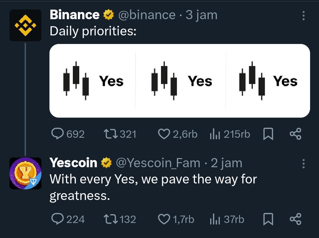 MuskEmpireBott's tweet photo. @Yescoin_Fam @binance 

YES YES YES YES YES YES YES YES 
YES YES YES YES YES YES YES YES 
YES YES YES YES YES YES YES YES 
YES YES YES YES YES YES YES YES 
YES YES YES YES YES YES YES YES 
YES YES YES YES YES YES YES YES 
YES YES YES YES YES YES YES YES 

#Yescoin #Binance https://t.co/K3UA3C3enX