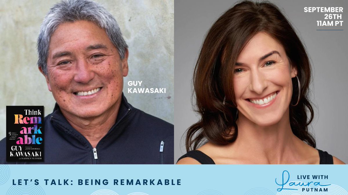 GuyKawasaki's tweet photo. What are you doing on September 26 at 8am? 

Join us! Being Remarkable with Guy Kawasaki Event by Laura Putnam 👏 👏 

https://t.co/QytVZtl0XF
#ThinkRemarkable #RemarkablePeople #LinkedInEvents https://t.co/mP1OCG2nXn