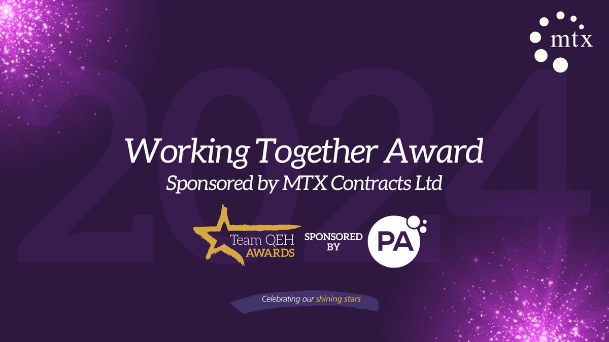Well done to our finalists for the Working Together Award - Sponsored by MTX Contracts Ltd

🌟 Hospital Radio Lynn
🌟 League of Friends
🌟 West Norfolk Carers

We look forward to you joining a night of celebrating Team QEH on Tuesday 1 October where our winners will be revealed.
