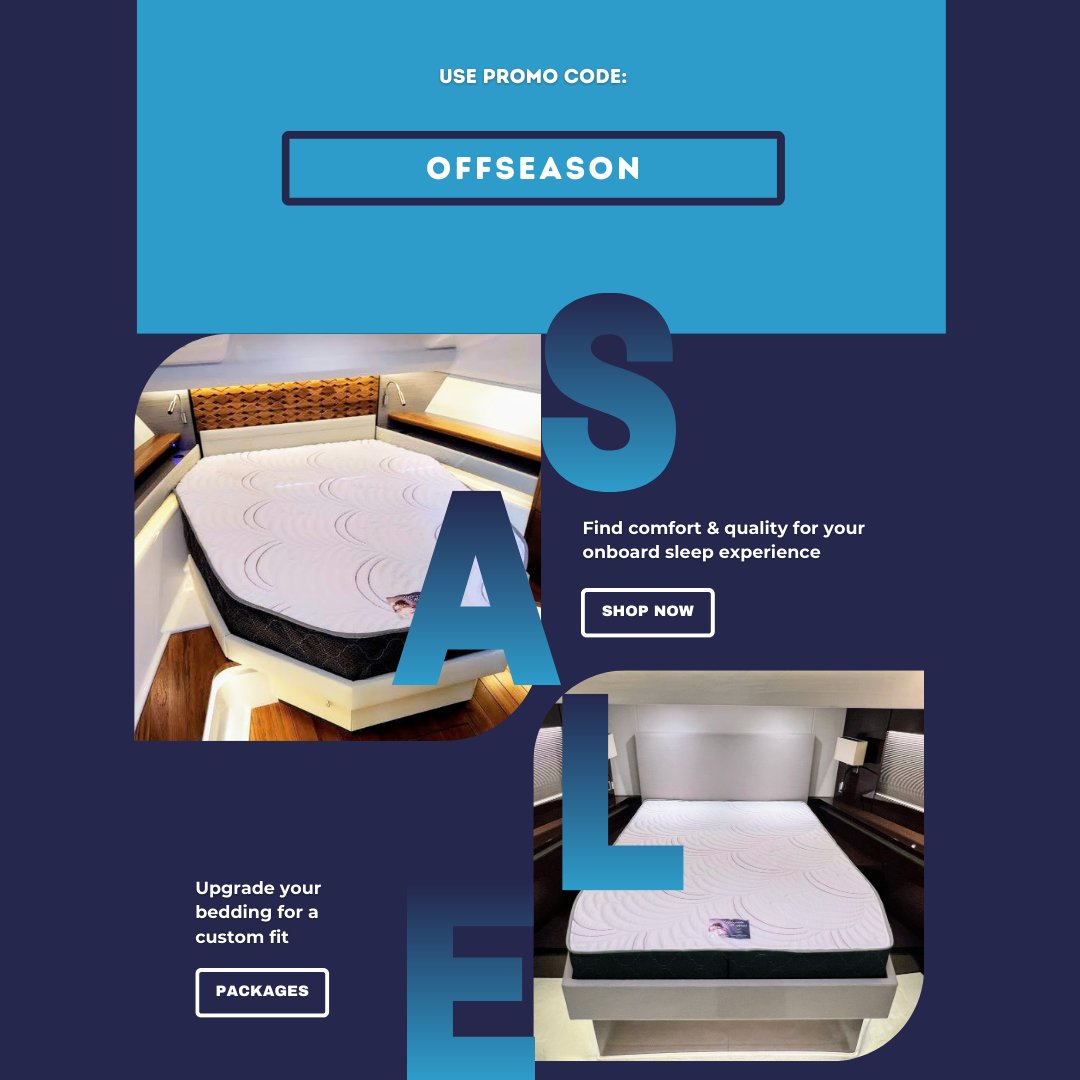 ComfortBoat's tweet photo. Sail into savings with Comfort Boat Mattresses. Get an extra 20% OFF when you use code OFFSEASON at checkout. Don’t miss out—this is a one-time event! Sale ends 9/22, so now’s the perfect time to upgrade your comfort on the water. #ComfortBoatMattresses #OffSeasonSale #SaleAlert https://t.co/XCtlsjdT9R