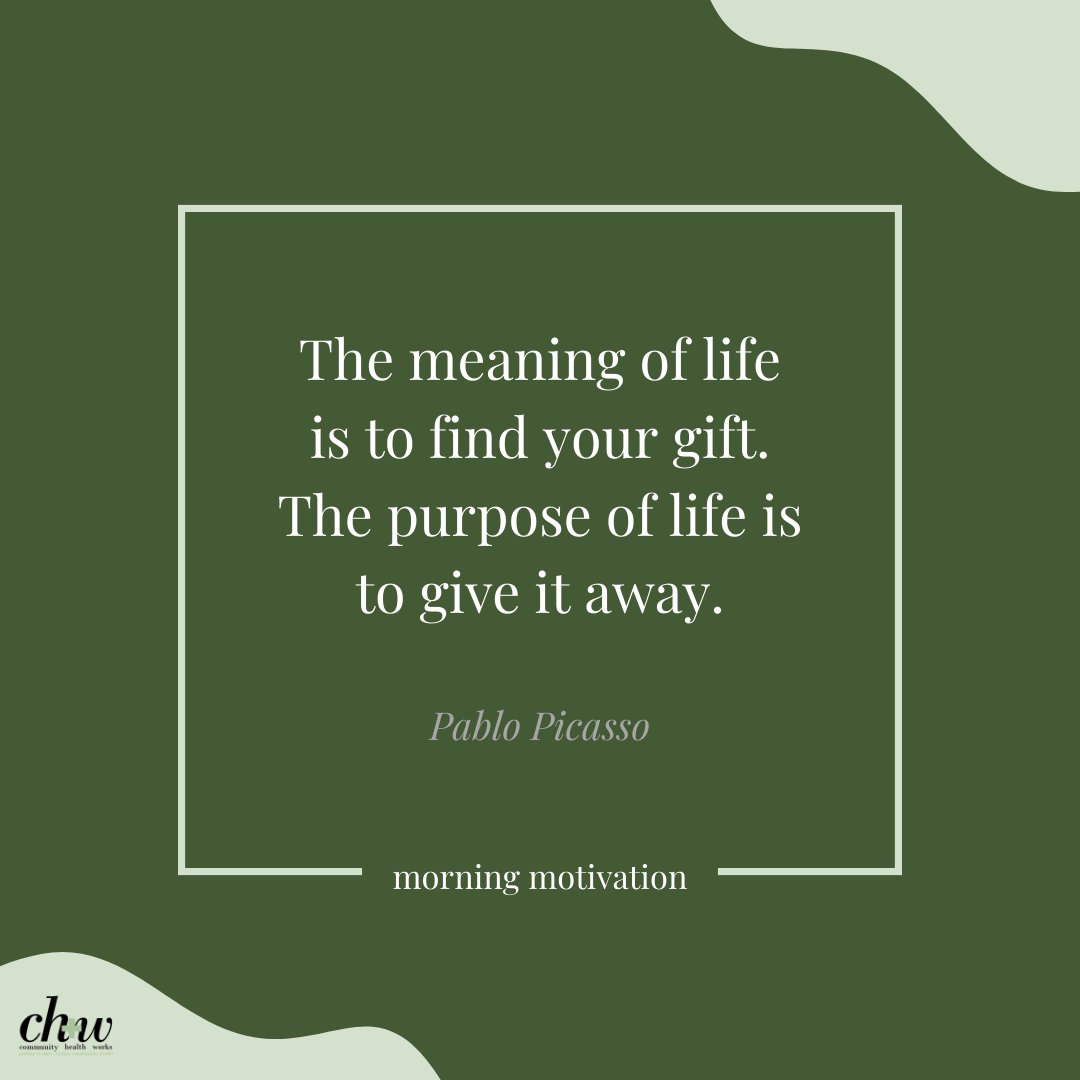 chwgeorgia1's tweet image. The meaning of life is to find your gift. The purpose of life is to give it away. - Pablo Picasso #morningmotivation #PurposeOfLife