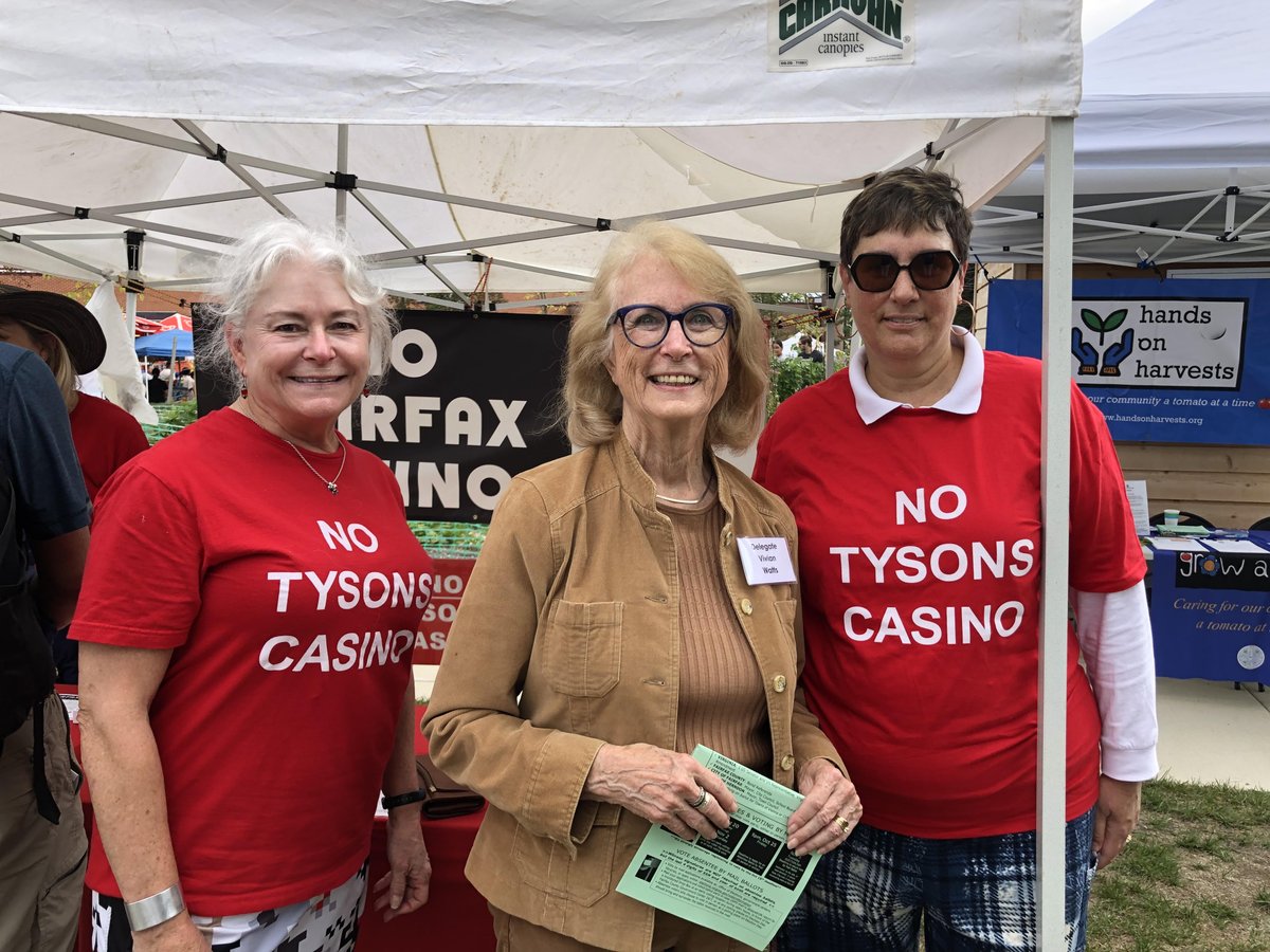 We had a busy day staffing the No Tysons Casino booth at Taste of Annandale yesterday. Thanks to Delegate Vivian Watts for stopping by. Citizens in Tysons and surrounding areas are overwhelmingly opposed to a casino in Tysons. Sign the petition now at nocasinocoalition.org/petition