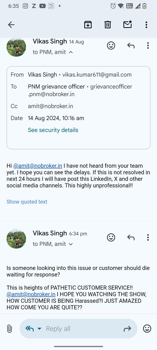 vikassi57709742's tweet photo. @nobrokercom @NoBrokerCare @AmitKumarA please takeout some time to pay attention to how your customers are being treated! 
#Nobroker #patheticservice https://t.co/O7LmWF6Ckg