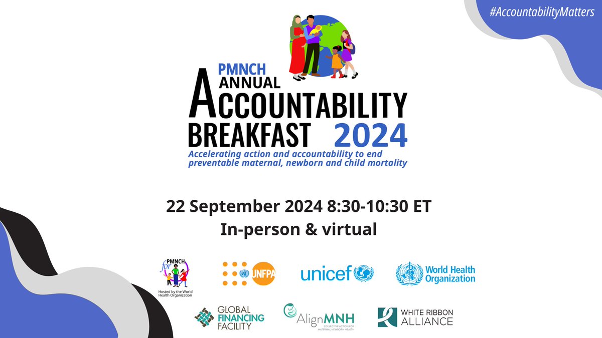 WRAUganda's tweet photo. JOIN VIRTUALLY:  PMNCH Accountability Breakfast: co-coordinated by White Ribbon Alliance, WHO, UNFPA, UNICEF, GFF and AlignMNH.
Hashtags: #AccountabilityMatters #WomenAreWatching @pmnch @WRA_Global @MinofHealthUG https://t.co/cXLt4OEeWD