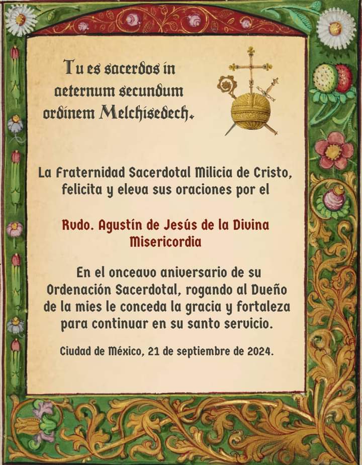Fraternidad Sacerdotal Milicia de Cristo (@fsmcmx) on Twitter photo 