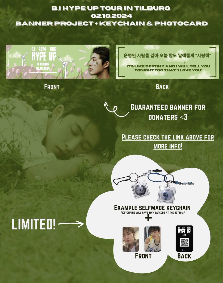 jemaya_t's tweet image. Dear 🆔’s

We are happy to announce that we have created a banner project for hanbin/B.I HYPE UP TOUR in Tilburg! 

We will be paying everything out of our own pockets so we are very grateful for any donation🤍

For more info check the link:
🔗 forms.gle/bqDmLNxuuXcoV8…

🌷🌷🌷🌷