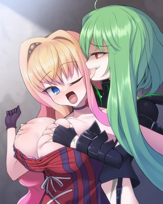 リクエストで闇ランカちゃんとシェリルさんを描かせて頂きました!(リプに続く