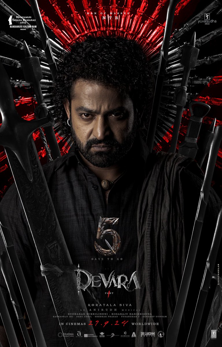 DevaraMovie's tweet photo. The weapons have chosen their RULER 🔥

5 days to go. #Devara
#DevaraOnSep27th https://t.co/yf3ebOcXg0