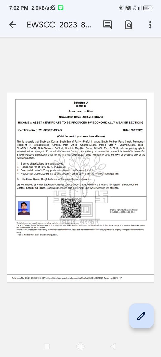 shubham_bpsc's tweet photo. @gagann_nn @AshwiniVaishnaw @RailMinIndia Bhaiya यह ews बनवाया था इससे apply कर सकते हैं या दूसरा central का बनवाना पड़ेगा apply करने से पहले । Document time पे reject तो नही करेगा । प्लीज आप सुन या देख पा रहे है तो replly...!!!! https://t.co/PMavLkl0FX