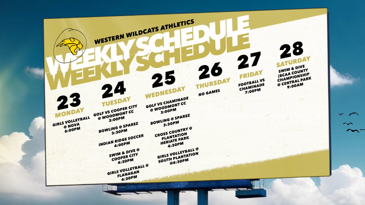 Wildcats Weekly Athletics Game Schedule. Come out &amp; support your Wildcats. #LetsGoCats