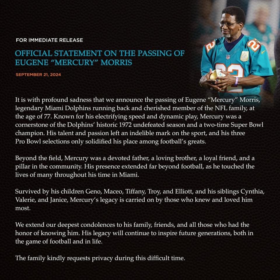 #RIPMercuryMorris #FinsUp #perfectseason