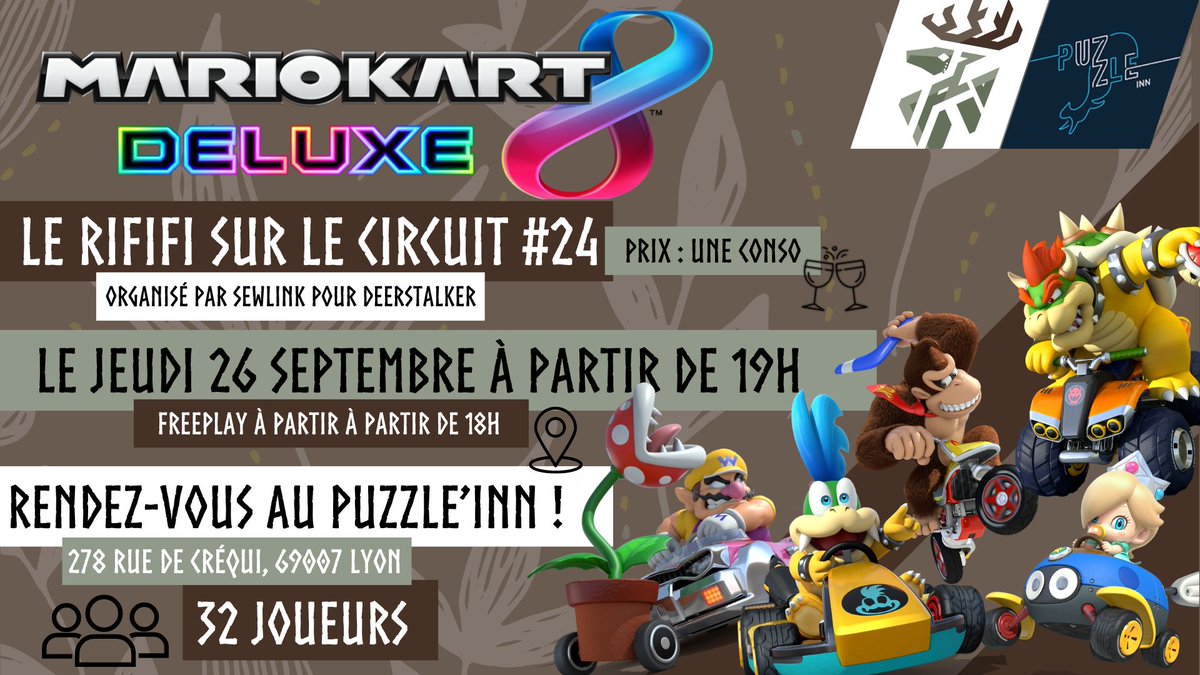 Deer_Esports's tweet photo. Nouvelle semaine, nouveau Rififi ! 

🧩 Rififi sur le Circuit #24 🧩

📍Puzzle Inn, 278 Rue de Créqui, 69007 Lyon
📅 Jeudi 26 septembre 
🕖Début du tournoi 19h
🕕Freeplay à partir de 18h
🍻Entrée : Une conso au bar
👥Cap à 32 joueurs
📝 Inscription ci-dessous https://t.co/CnV5E80KrV