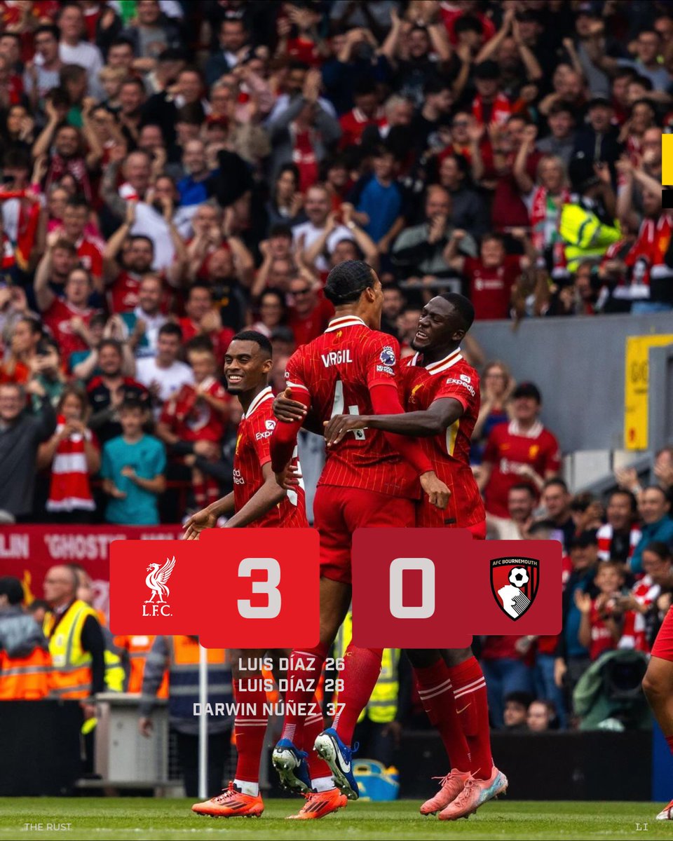 TheRustEdition's tweet photo. Reds on Fire! 🔥 Dominance at Anfield! Liverpool 3-0 Bournemouth | #YNWA #LFC
#Victory #PremierLeague #ForRust https://t.co/Gy1VCfXVZS