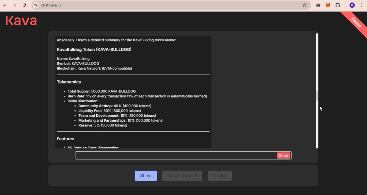 RaulRuby3's tweet image. I created KavaBulldog on the Kava blockchain using #KavaAI  chat.kava.io. 

Name: KavaBulldog
Symbol: KAVA-BULLDOG
Blockchain: Kava Network (EVM-compatible)