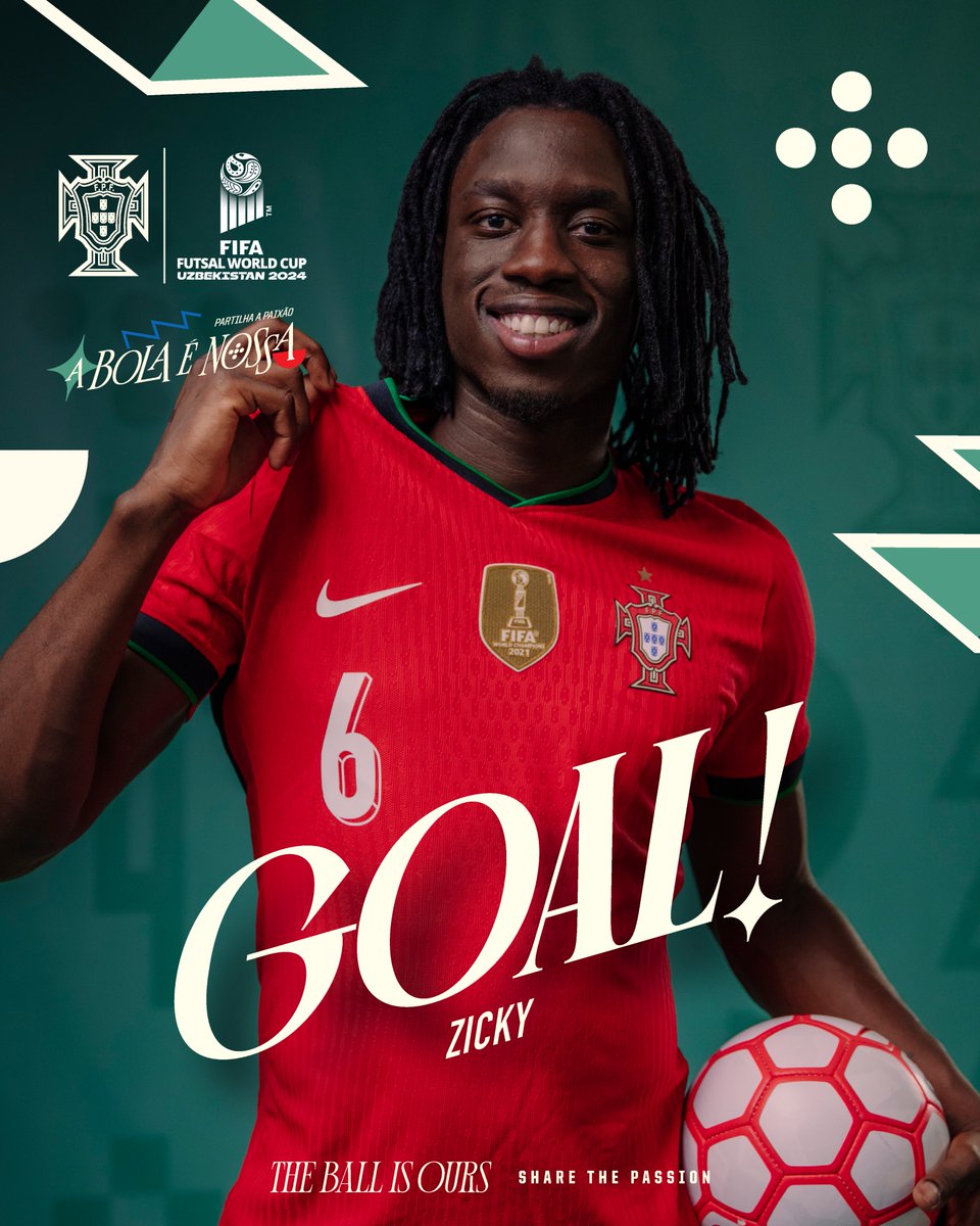 selecaoportugal's tweet photo. 🎯 38' GOOOOLOOOOOO!!! ZICKYYYYY 🔥🔥
#MARPOR | 1-4 | #PartilhaAPaixão #FutsalWC https://t.co/80ja6jWGG8