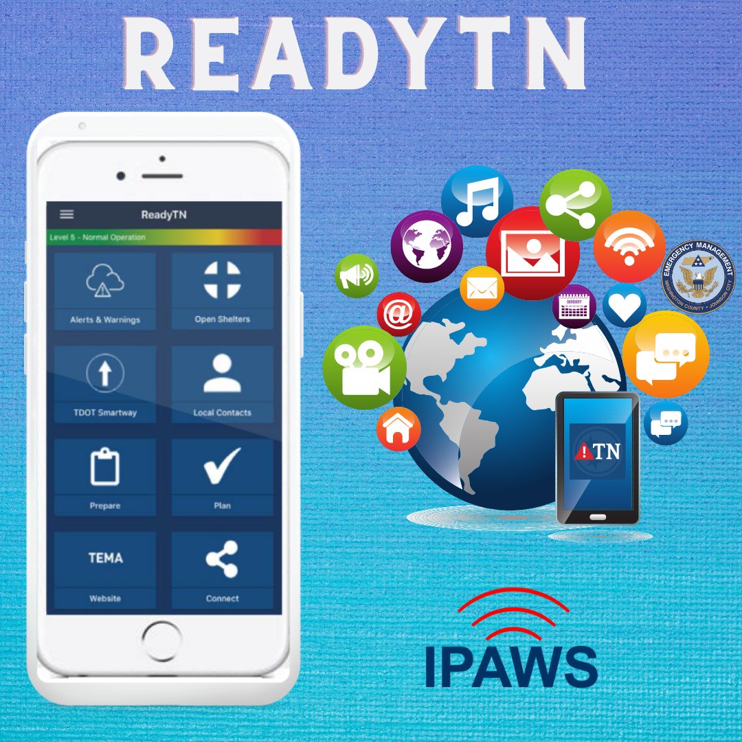 WCJC_EMA's tweet image. Get Tech Ready! The ReadyTN app is a situational awareness tool for Tennesseans with information on road conditions, weather updates, open shelters, contacts for county emergency agencies and more.