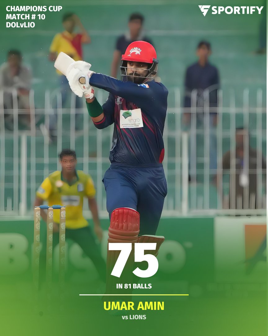 Sportify777's tweet photo. Umar Amin played a steady knock of 75 runs before getting dismissed. His innings included 9 boundaries ๐ฅ๐
#DOLvLIO #ChampionsCup #Sportify https://t.co/yRMNLabekY