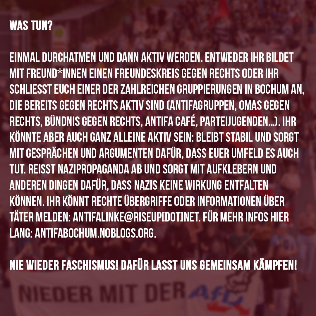 antifa_linke's tweet photo. Ihr wollt wissen was bei der extremen Rechten in Bochum geht?
Hier ein aktueller Kurzüberblick und was ihr dagegen tun könnt!
Das Ganze findet ihr auch auf unserem Blog:
https://t.co/dxbW3jXKws
#Antifa #Bochum #AntifaBochum #Linie5 #noafd #nonazisbo #nonazis https://t.co/0prtmcCMO2