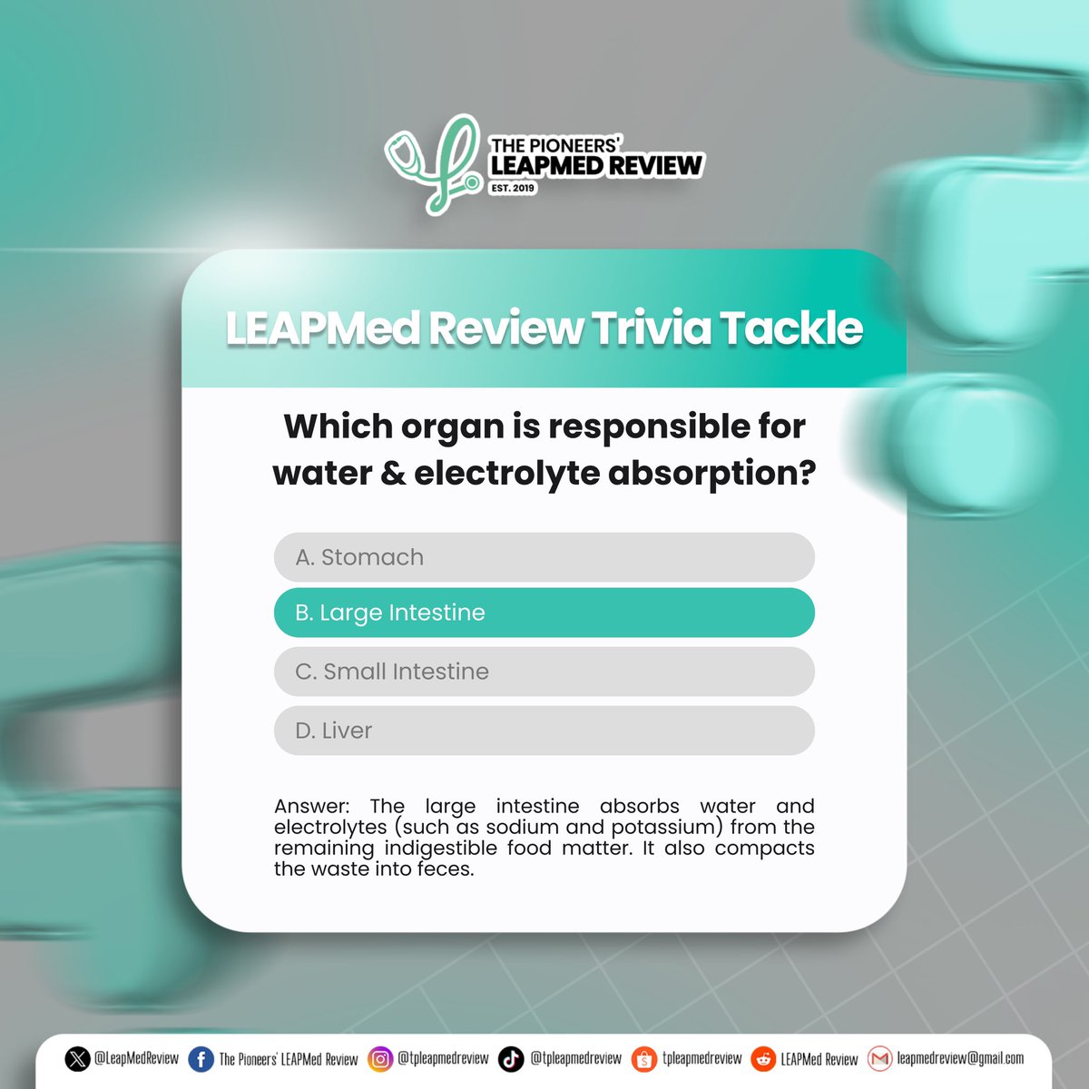 LEAPMedReview's tweet photo. Want to quiz how well you can take on the subjects of the LEAPMed Entrance Examinations? 🤓

Head on to our Instagram Stories/Facebook Updates to participate in our Weeknight quizzes and get your brains riled up as we near the LEAPMed exams! 

#TPLR2025 #leapmedreviewph #leapmed https://t.co/izdYggjC2Z