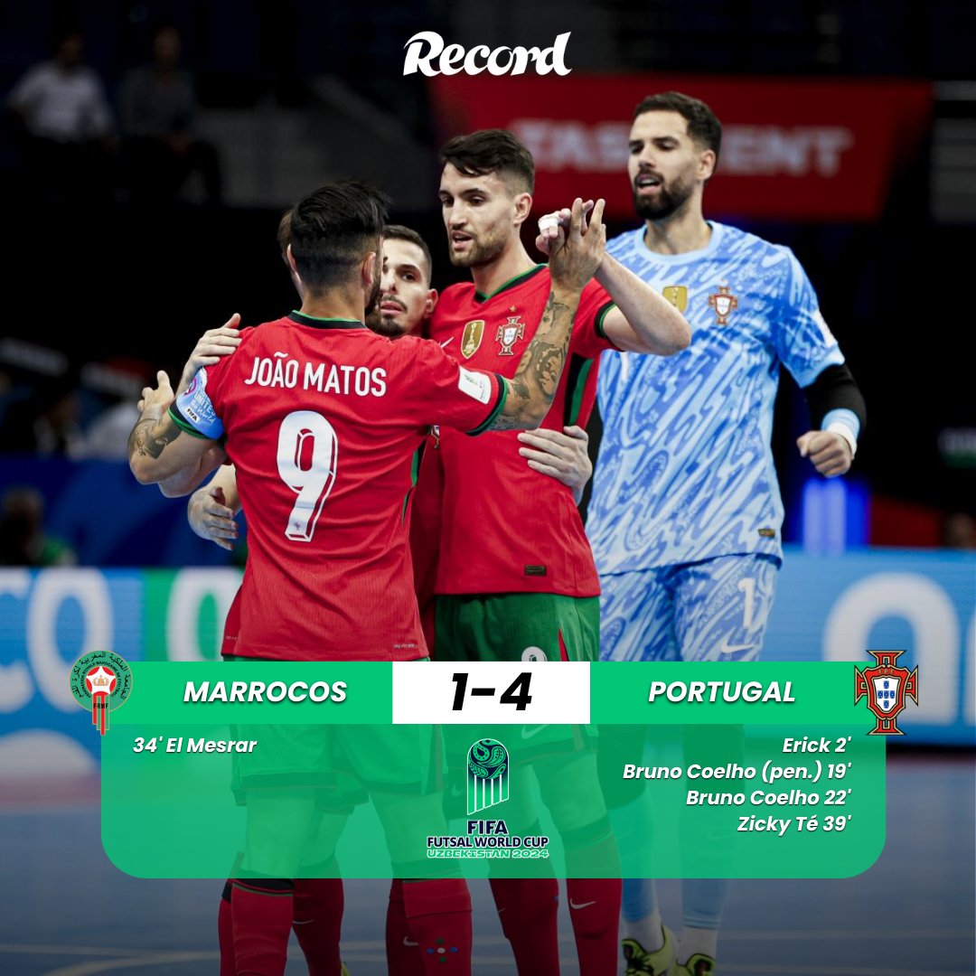 Record_Portugal's tweet photo. 🇵🇹 Portugal volta a golear e assegura primeiro lugar na fase de grupos do Mundial de futsal

#portugal #futsal #fifafutsalworldcup #futsalworldcup #ffwc #fwc https://t.co/STQlv0zAkd