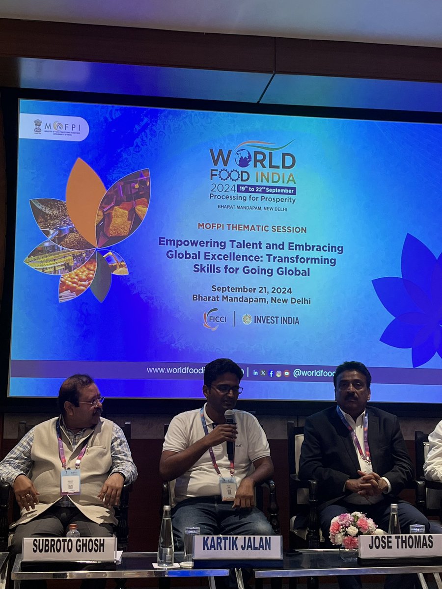 At #WorldFoodIndia2024, Sunil Marwah. CEO of FICSI, led a powerful session on "Transforming Skills for Going Global", featuring insights from:
Thomas Jose, Venkatesh Kumar, Aradhana Srivastava. Kartik Jalan and Subroto Ghosh. 
<a href="/NSDCIndia/">NSDC India</a> <a href="/MOFPI_GOI/">Ministry of Food Processing Industries</a> <a href="/MSDESkillIndia/">Skill India</a>