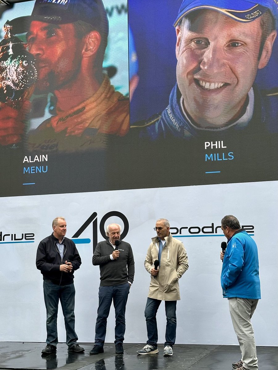 Tankslider's tweet photo. Motorsport royalty on the stage in the centre of Banbury #prodrive40 https://t.co/e4FTf4AYzX