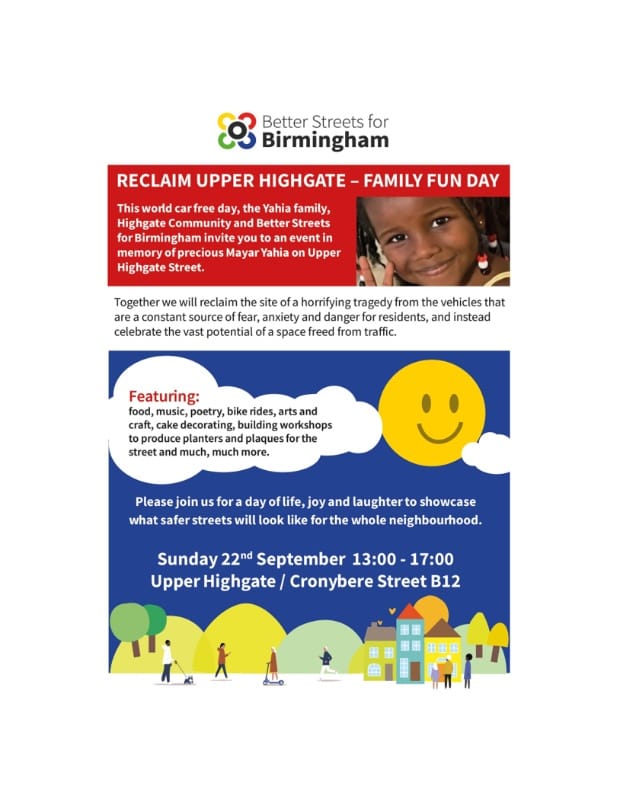 for_birmingham's tweet photo. Rain hasn’t stopped play at the Family Fun Day on Upper Highgate/Conybere Street. We’ll be here until 5 o’clock today - why not join us? 💚
#StreetsforEveryone #WorldCarFreeDay https://t.co/zf0mPqJHbb