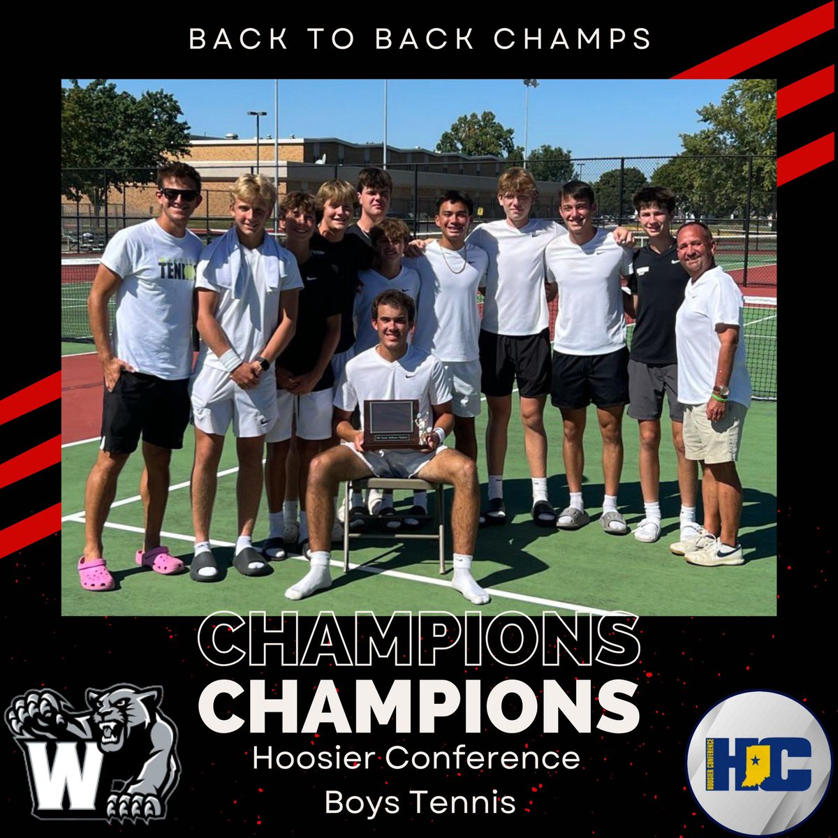 🎾Boys Tennis🎾
<a href="/TennisWestern/">Western Tennis</a> 

🏆🏆BACK TO BACK HOOSIER CONFERENCE CHAMPS🏆🏆

Championship Match Winners:
2 Singles - Trauring 
1 Doubles - York/Mawbey
2 Doubles - Gilbert/Aaron

Congrats Gentlemen!