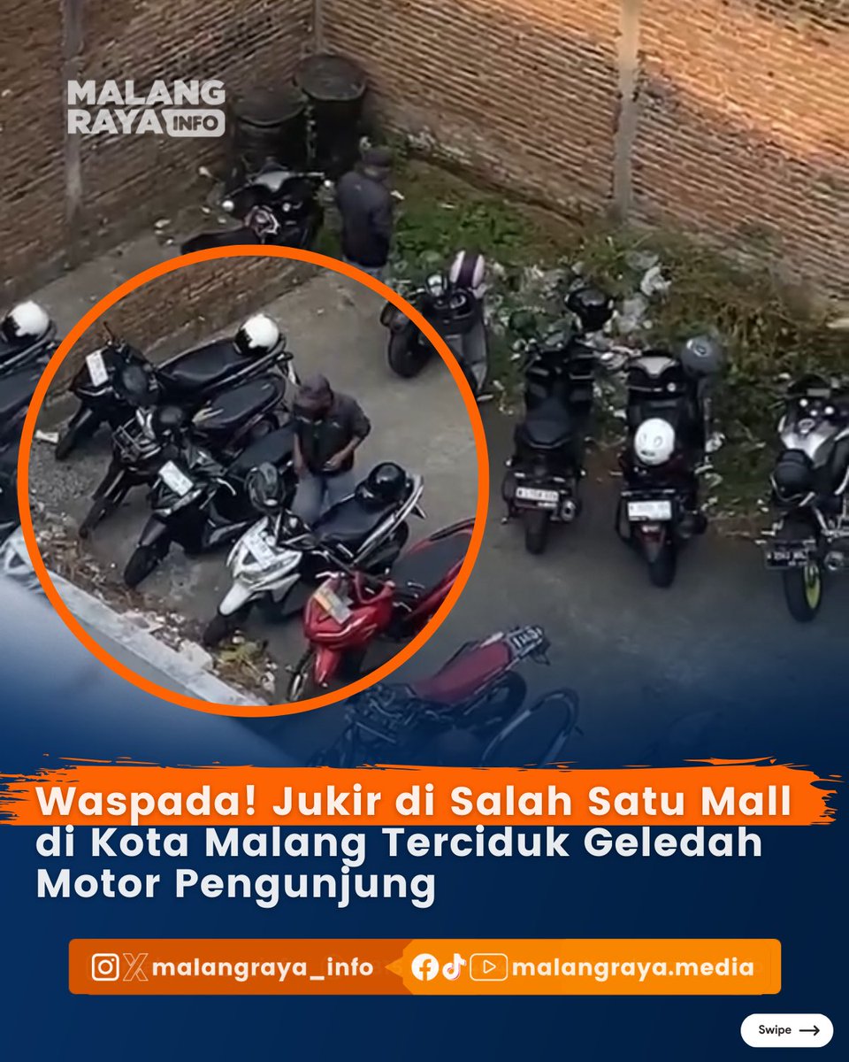 Malangraya_info's tweet photo. MALANG – Seorang netizen merekam video yang memperlihatkan aksi seorang jukir yang sedang menggeledah dashboard motor milik pengunjung pada Minggu sore (22/9/2024) di salah satu parkiran Mall di Kota Malang.

@infomalang @DalemSatrio @yusufgunawan @ipoksamidub @Senaputra_FM https://t.co/bHfcqd0OMY