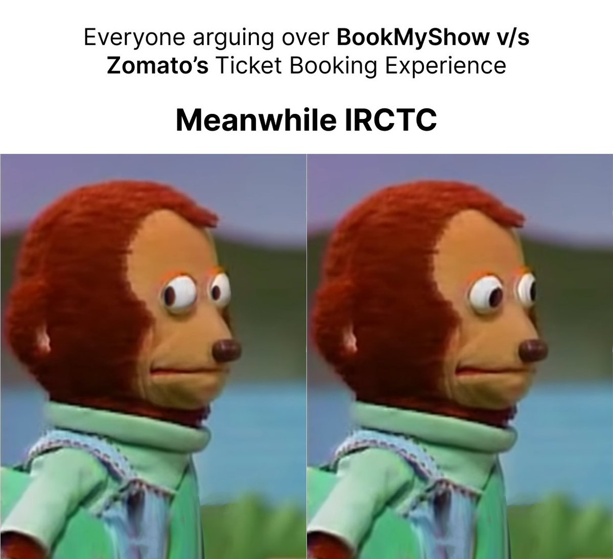 AnkythShukla's tweet photo. Kids: Gets tickets for hashtag #Diljit 👶🏽
Adults: Gets tickets for hashtag #Coldplay🧑🏼
Legends: Always get hashtag #tatkal tickets on IRCTC 🗿

#zomato #bookmyshowcrashed #IRCTC https://t.co/hT7MXZgoTb