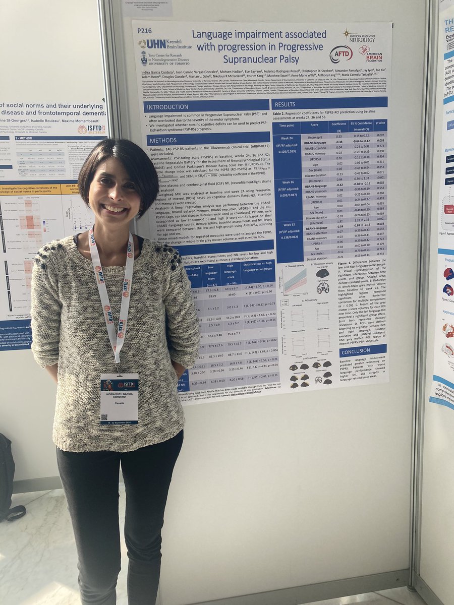 CarmelaTartaglia (@mc_tartaglia) on Twitter photo Great #ISFTD2024 with <a href="/indi_gc/">Indira Garcia Cordero</a> presenting on the predictive ability of language deficits in PSP Great #ISFTD2024 with <a href="/indi_gc/">Indira Garcia Cordero</a> presenting on the predictive ability of language deficits in PSP