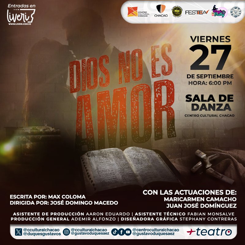 FESTEA's tweet photo. @Canal_Televen En esta primera semana de presentaciones de @FESTEA  podremos ver estas 3 propuestas escénicas en el @CculturalChacao Te esperamos del 27 al 29 de septiembre. https://t.co/Y5WZvdxU5H