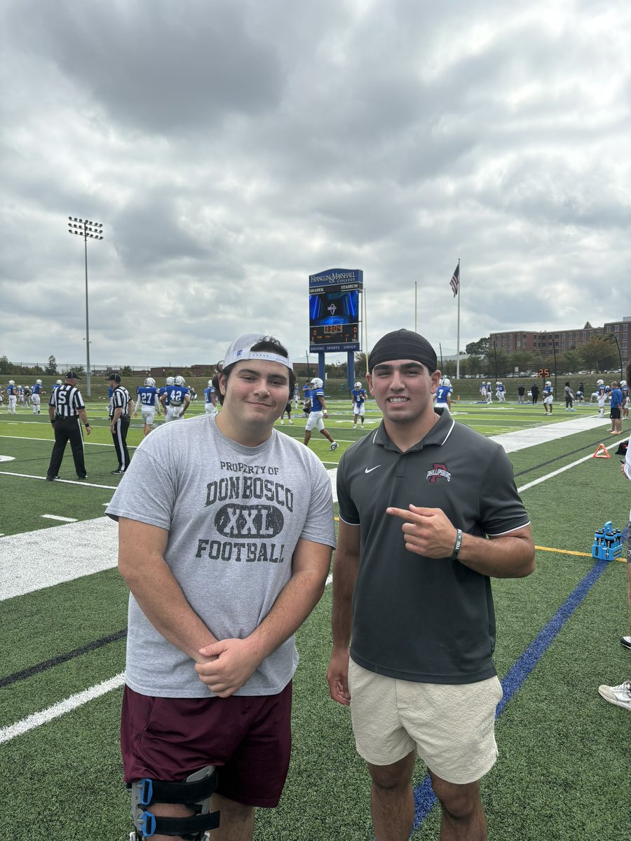 Jett Genovese (@genovesejett) on Twitter photo Had a great time at the Franklin & Marshall game with <a href="/AlexHelou25/">Alex Helou</a>! Awesome environment got to see some past teammates!! Thank you <a href="/Coach_Phelan25/">Michael Phelan</a> for the invite can’t wait to be back!!
<a href="/CoachDuffy_burg/">Frank Duffy</a>
<a href="/LinersFootball/">PhillipsburgFootball</a>
<a href="/LamarMcKnight_/">Lamar McKnight</a> Had a great time at the Franklin & Marshall game with <a href="/AlexHelou25/">Alex Helou</a>! Awesome environment got to see some past teammates!! Thank you <a href="/Coach_Phelan25/">Michael Phelan</a> for the invite can’t wait to be back!!
<a href="/CoachDuffy_burg/">Frank Duffy</a>
<a href="/LinersFootball/">PhillipsburgFootball</a>
<a href="/LamarMcKnight_/">Lamar McKnight</a>