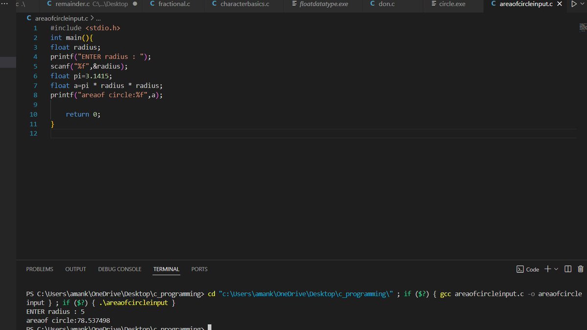 Amankum23817952's tweet image. area of circle by C.
#CodingSolutions #programming
#coding