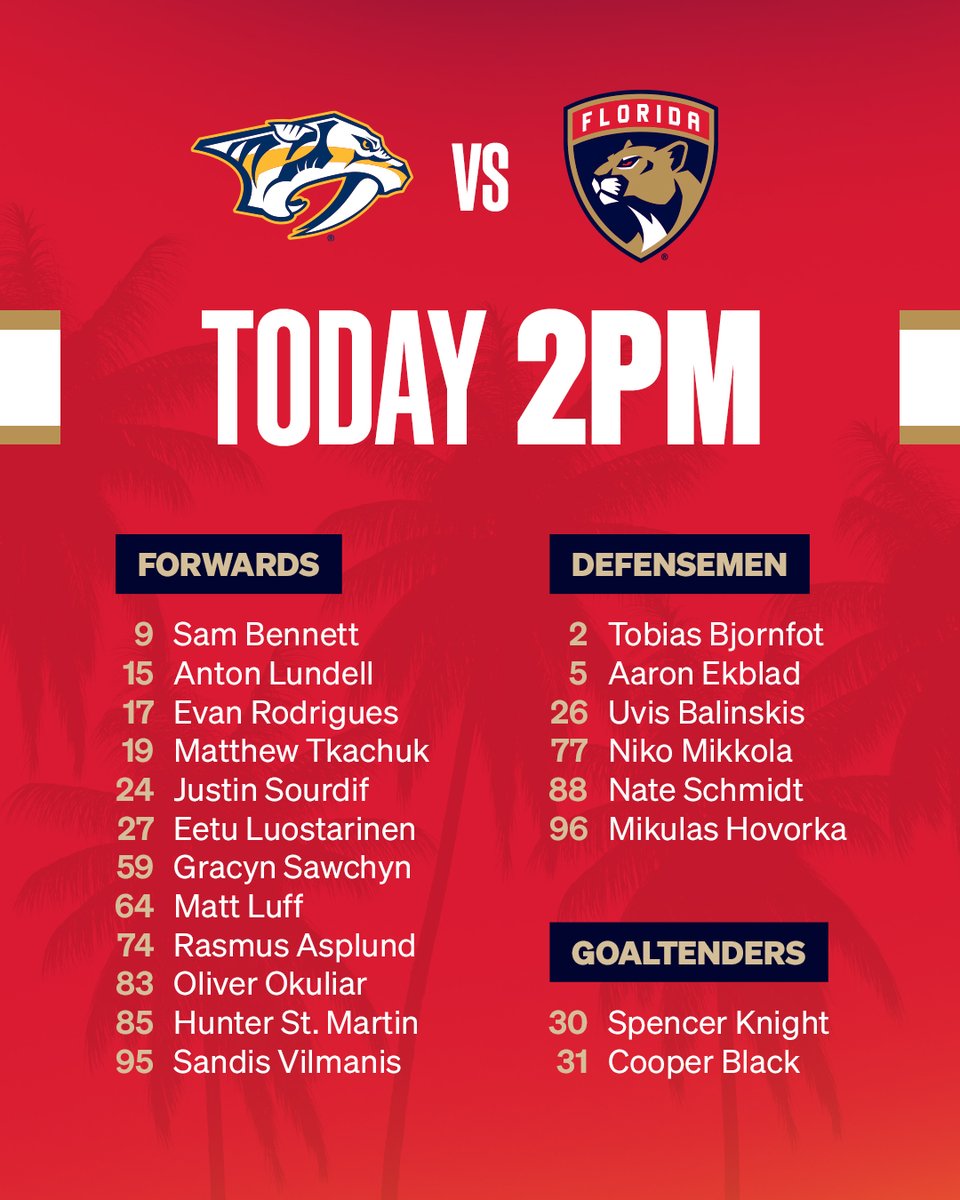 FlaPanthers's tweet photo. Our Game 1๏ธโฃ & 2๏ธโฃ rosters! https://t.co/ZjUkVkSl9C