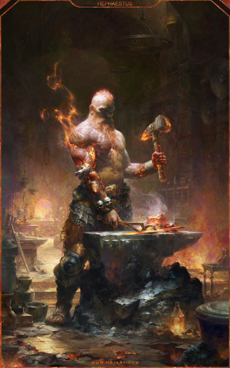 HgjArtt's tweet image. Hephaestus, God of Fire and Forging