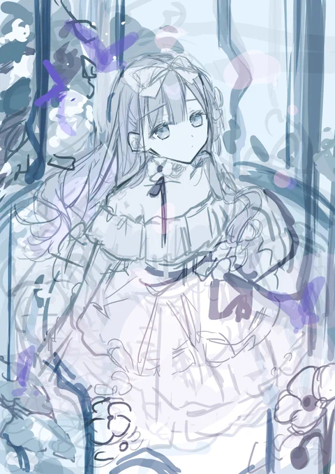 原稿でしんでてお仕事以外で新規絵出せないと思うのでラフだけどうぞ、、 