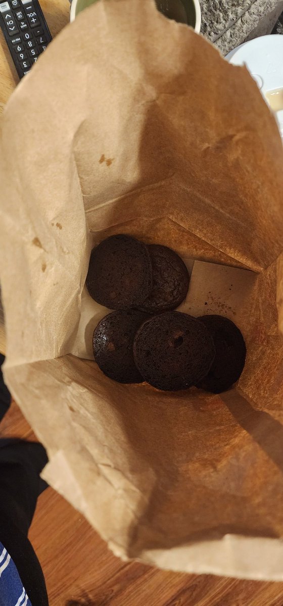Kybryn's tweet photo. @McDonaldsCanada I asked for 3 brownie and 3 chocolate chip cookies.  They were thrown I'm the bottom of the bag like this and no choc chips  :( https://t.co/lCiQSbg2wj