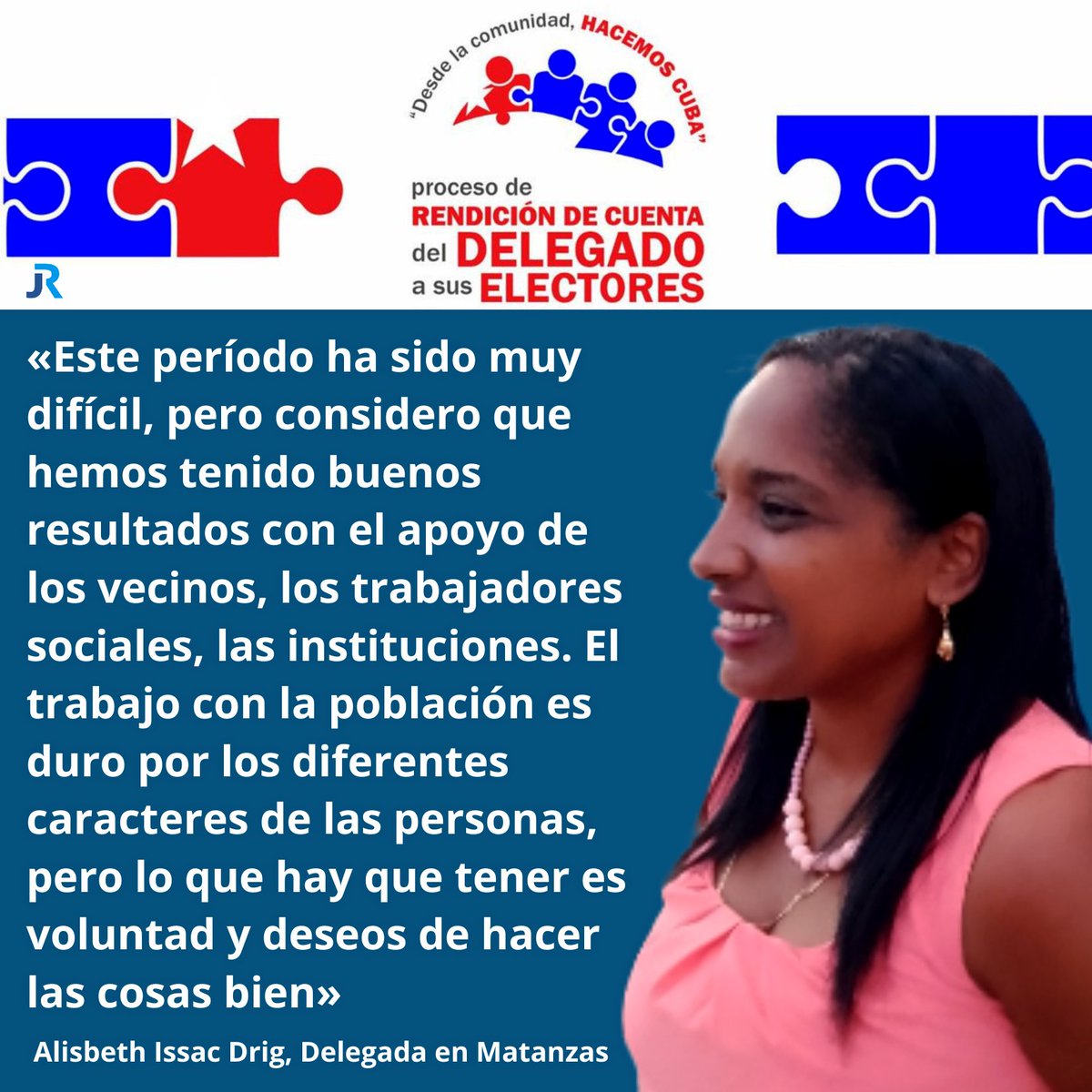 JuventudRebelde's tweet photo. Sobre los retos de dialogar con el pueblo en #Cuba🇨🇺, los delegados del #PoderPoplar en los barrios tienen la palabra:
📌 Alisbeth Issac Drig, delegada en la circunscripción uno, del área uno, del Consejo Popular Versalles, en #Matanzas
👇👇👇
https://t.co/vjDI0nScIu https://t.co/PDDQHBGa1l