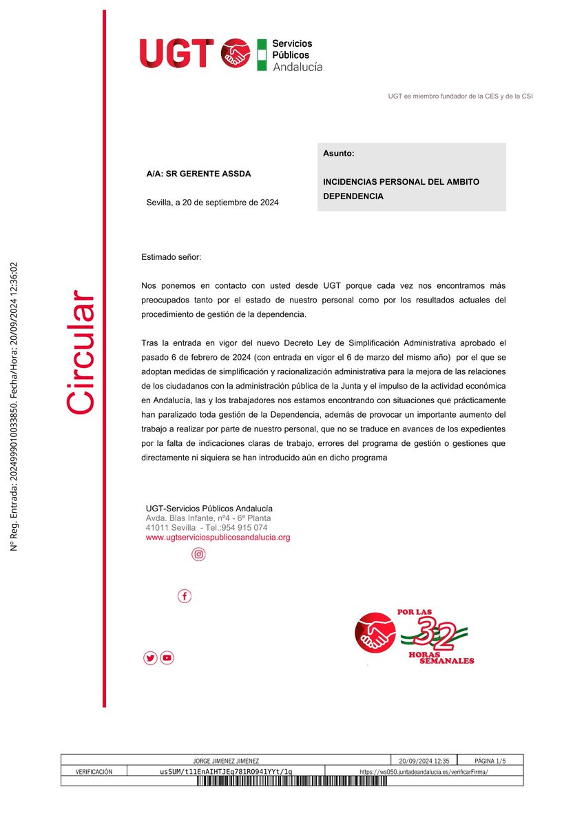 Plataforma Andaluza Personal Atención Dependencia tweet media
