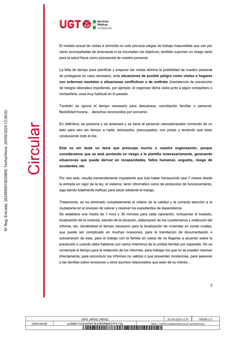Plataforma Andaluza Personal Atención Dependencia tweet media