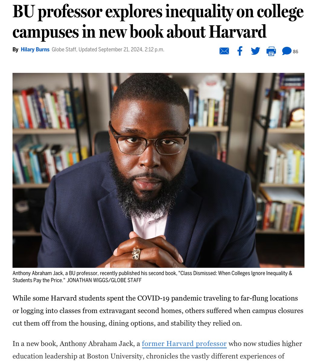 Very much enjoyed this conversation about <a href="/Harvard/">Harvard University</a>, #highered, &amp; #CLASSDISMISSED with <a href="/hilarysburns/">Hilary Burns</a>  of the <a href="/BostonGlobe/">The Boston Globe</a>. Hope it spurs conversations not just about what could've been done then, but also, &amp; more importantly, what we can do going forward. tinyurl.com/48uf9yds